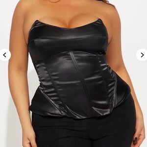 Black Satin Corset Top